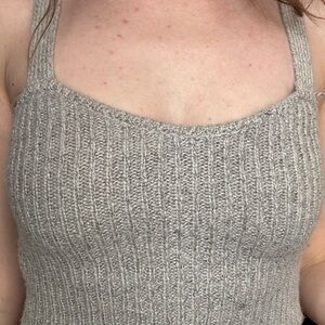 Forever 21 Light Gray Ribbed Knit Top